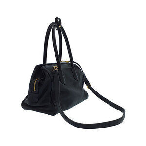 Prada Shoulder top handle bag convertible Vitello Black Daino